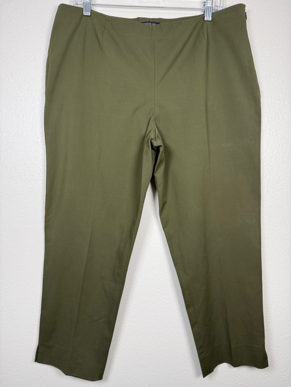 Lafayette 148 Lexington Bleecker Pants Trouser 14 Olive Cropped Side Zip Career - Picture 3 of 16